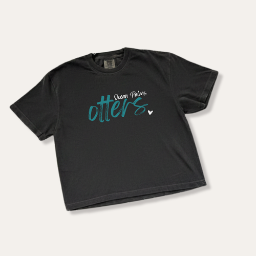 Adult Ocean Palms Otters Script Shirt