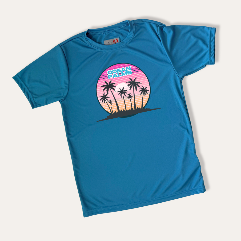 Youth Ocean Palms Retro Sunrise Performance Shirt